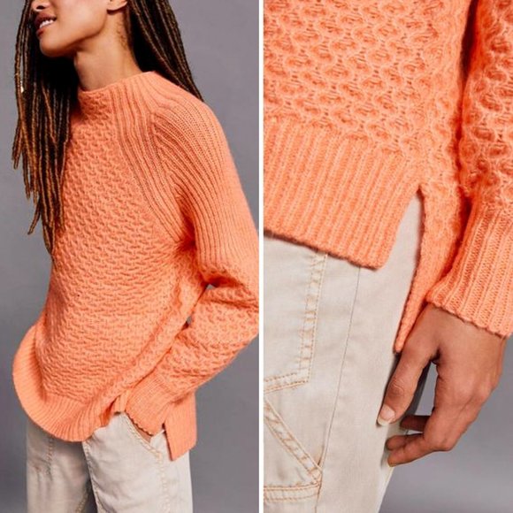 ANTHROPOLOGIE Coral Bia Mock Neck Pullover Wool Blend Tunic Sweater NWT Size S - Picture 4 of 8